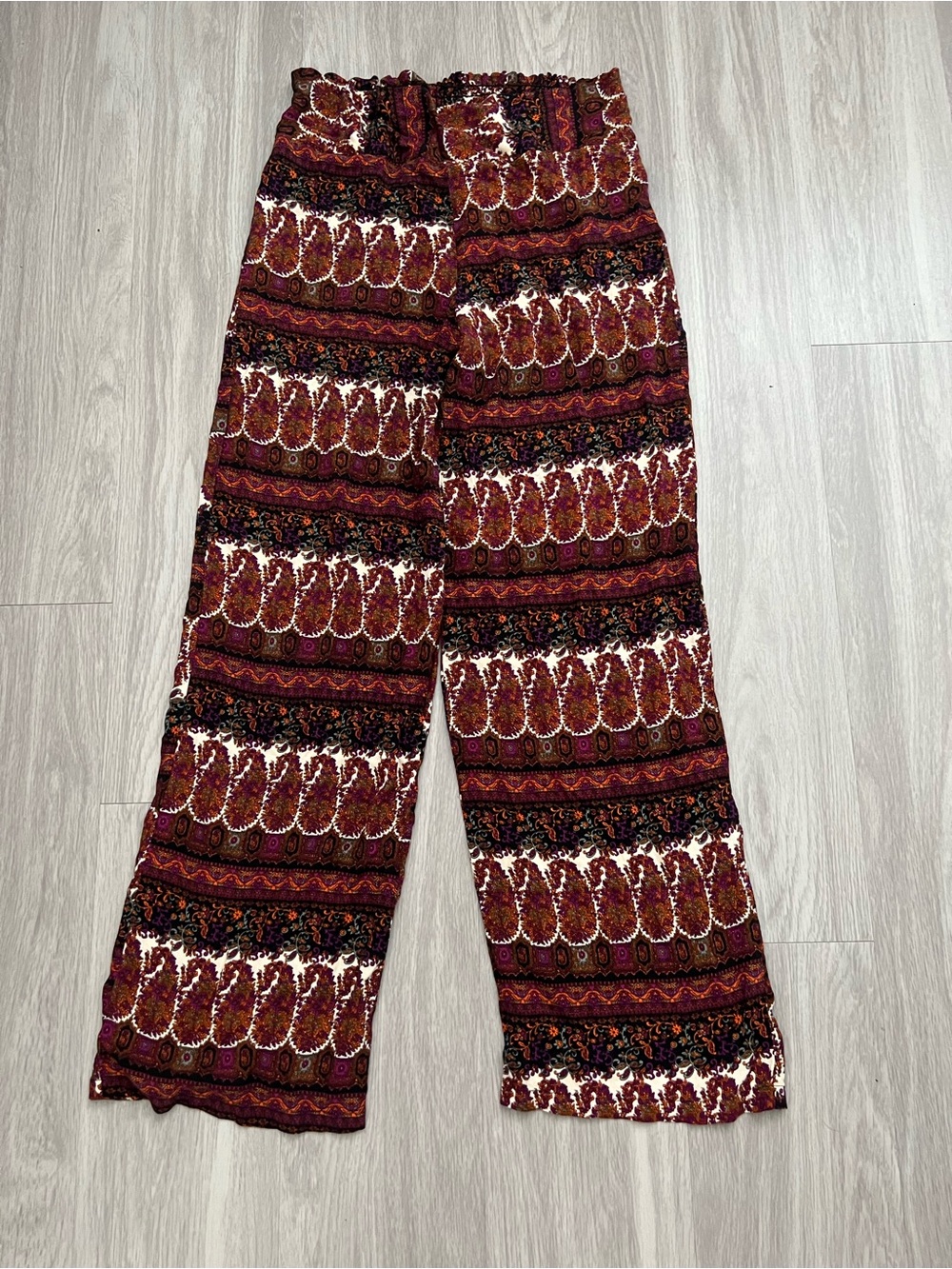 Veronica M Boho Paisley Wide Leg Pants Size M Made in USA Festival Resort
